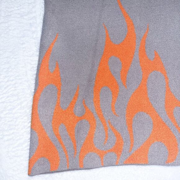 Forever 21 Mini Halter Bodycon Dress - Gray Orange Flames, Size S - Picture 4 of 6